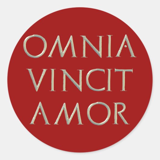 Omnia Vincit Amorステッカー ラウンドシール (正面)