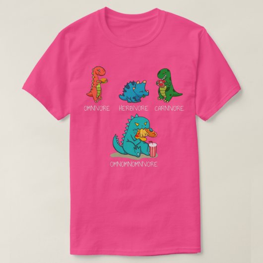 Omnominvore食おもしろい品食べ物の恐竜 Tシャツ (デザイン正面)