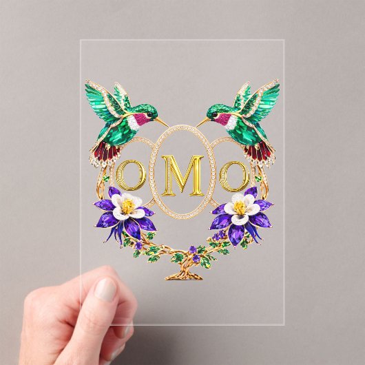 OMO Hummingbird Any Letters Custom Wedding アクリル招待状 (インサイチュ (ポータブル))