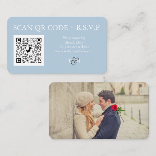 Omphalodes青い色のQRコードエンクロージャカード エンクロージャーカード (正面/裏面)