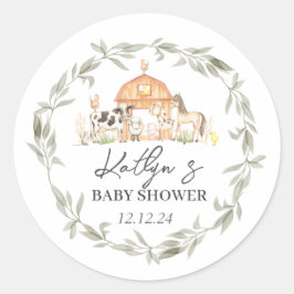 On モダン Farm Baby Showerスタンプ ラウンドシール