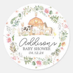 on モダンFarm Baby Shower招待状クラシック ラウンドシール