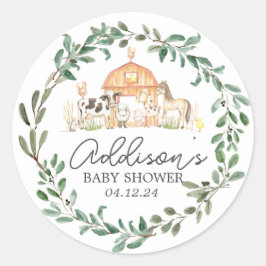 on モダンFarm Baby Shower招待状クラシック ラウンドシール