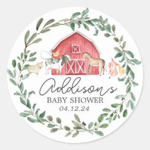 on モダンFarm Baby Shower招待状 ラウンドシール