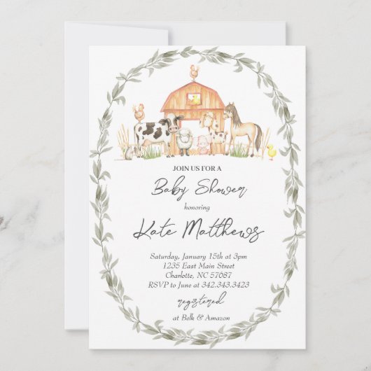 on モダンFarm Baby Shower招待状 招待状 (正面)