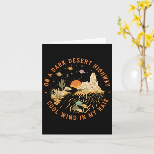 On A Dark Desert Highway Adventure Travel Hiking C カード (黄色い花)