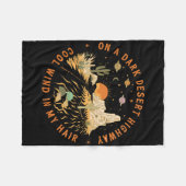 On A Dark Desert Highway Adventure Travel Hiking C フリースブランケット (正面(横))