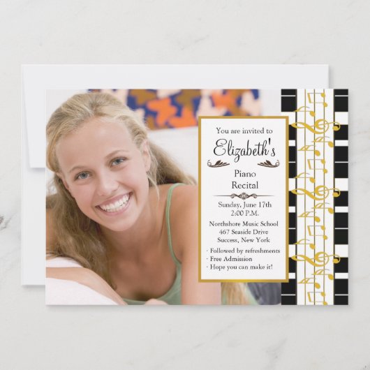 On a Happy Noteフォトピアノリサイタル招待状 招待状 (正面)