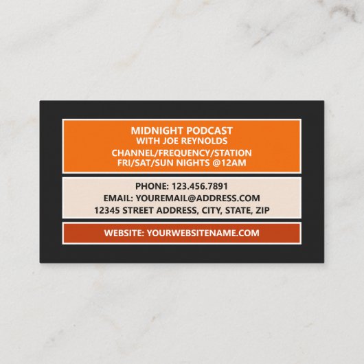 On Air Podcaster、レトロPodcast 名刺 (裏面)