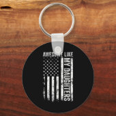 On Back Awesome Like My Daughters Men Funny Father キーホルダー (正面)