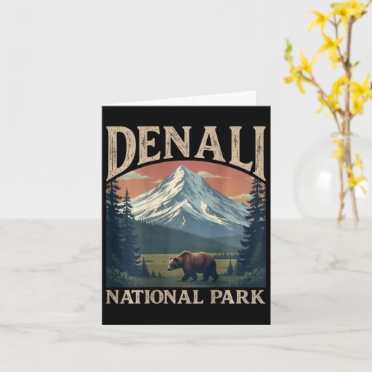 (on Back)denali Mountain Peak Elevation Alaska Nat カード (黄色い花)