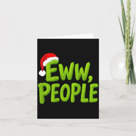 On Back Eww People Santa Hat Green Funny Christmas カード (正面)