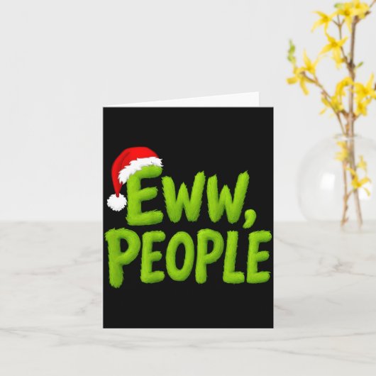 On Back Eww People Santa Hat Green Funny Christmas カード (黄色い花)