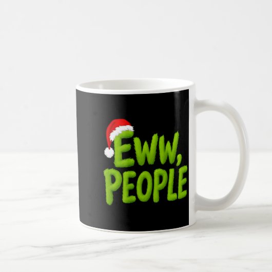 On Back Eww People Santa Hat Green Funny Christmas コーヒーマグカップ (右)