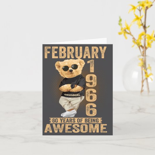 (on Back) February 1966 60th Birthday 60 Years Ted カード (黄色い花)