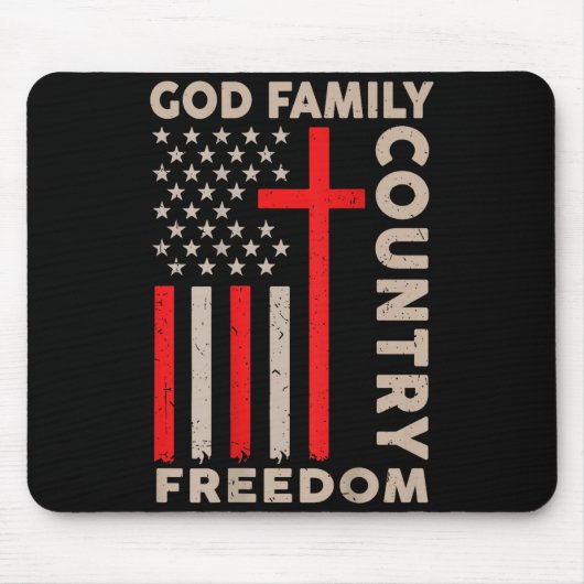 On-back God Family Country Dom Patriotic Christian マウスパッド (正面)