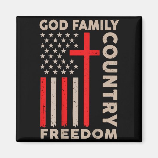 On-back God Family Country Dom Patriotic Christian マグネット (正面)