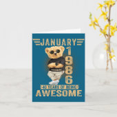 (on Back) January 40th Birthday Men Women 1986 Ted カード (黄色い花)