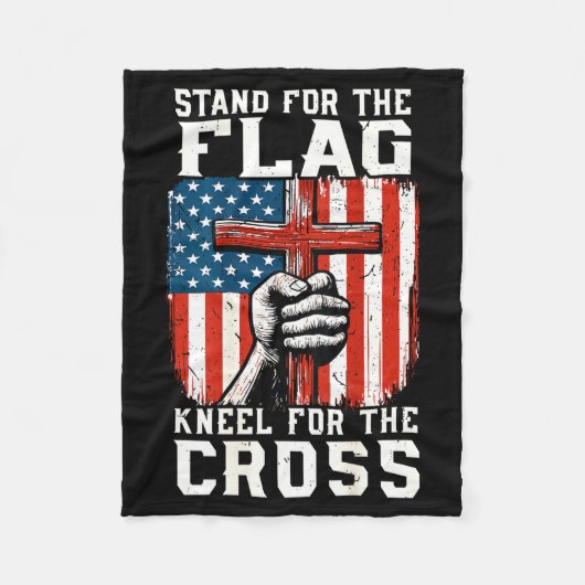 On-back Stand For Flag Kneel Cross Patriotic Chris フリースブランケット (正面)