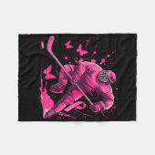 (on Ck) Ice Hockey Breast Cancer Awareness Player  フリースブランケット (正面(横))