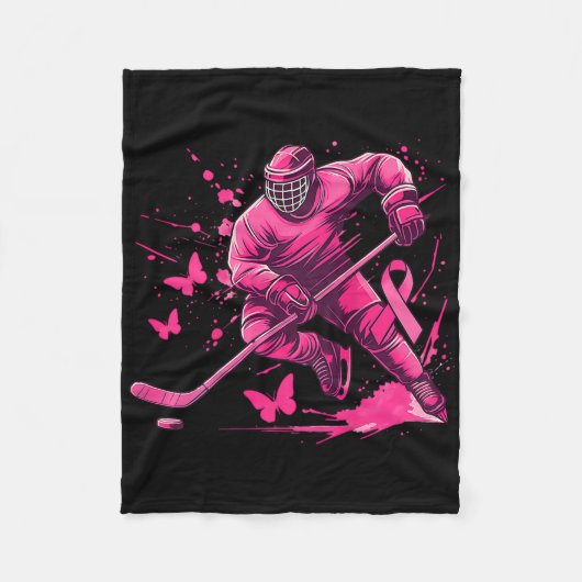 (on Ck) Ice Hockey Breast Cancer Awareness Player  フリースブランケット (正面)