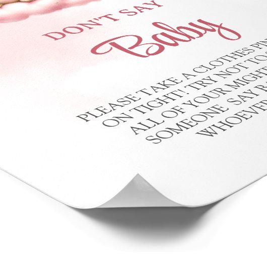 On Cloud 9かわいいピンクの女の子はベビーのゲームサインを言わない ポスター (角)