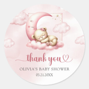 On Cloud 9かわいいピンクの女の子ベビーシャワーステッカー ラウンドシール