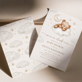 On Cloud 9ニュートラルテディベア赤ちゃんシャワー 招待状