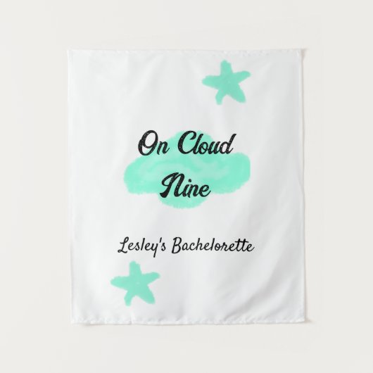 On Cloud 9パステルグリーン雲スターbachelorett タペストリー (正面)