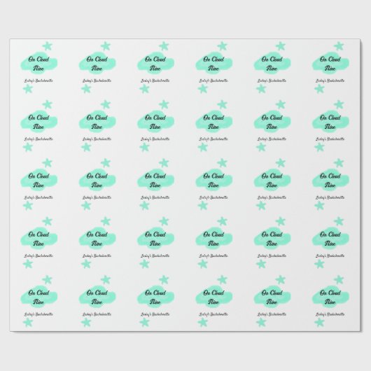 On Cloud 9パステルグリーン雲スターbachelorett ラッピングペーパー (フラット)