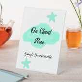 On Cloud 9パステルグリーン雲スターbachelorett 台座サイン (インサイチュ)