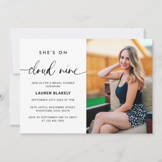 On Cloud 9フォトブライダルシャワー 招待状 (正面)