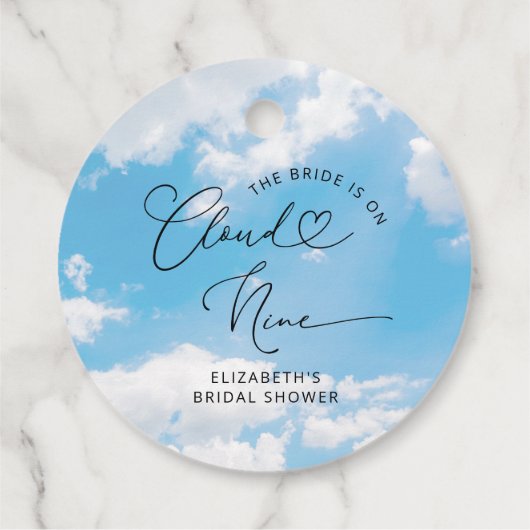 On Cloud 9ブライダルシャワーメッセージカード フェイバータグ (裏面)