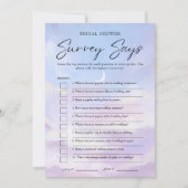 On Cloud 9ブライダルシャワー調査によるとゲームカード 招待状 (正面)