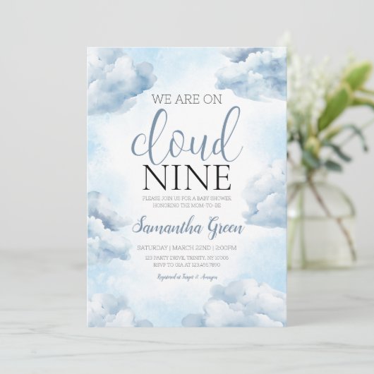 On Cloud 9ベビーシャワー 招待状 (スタンド正面)