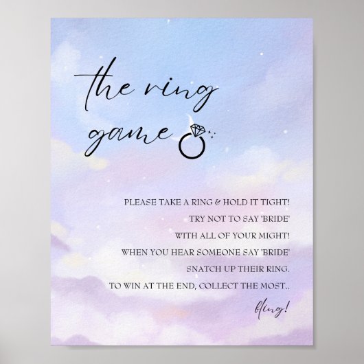 On Cloud 9リングや輪ゲームブライダルシャワーゲームサイン ポスター (正面)