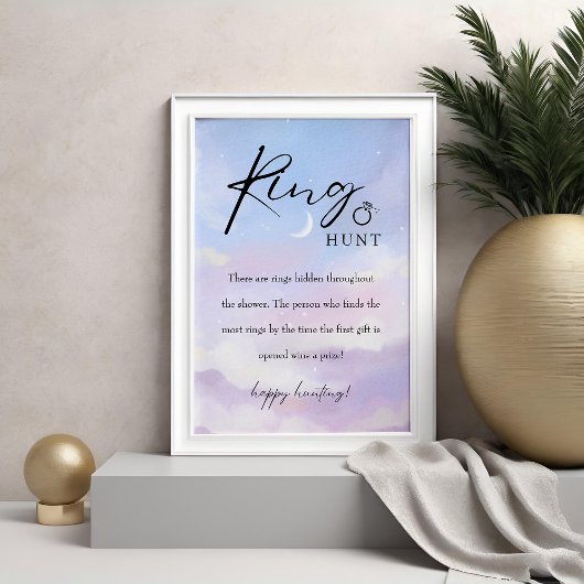 On Cloud 9リングや輪狩りゲームブライダルシャワーゲームサイン ポスター