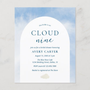 On Cloud 9予算ブライダルシャワーへの招待