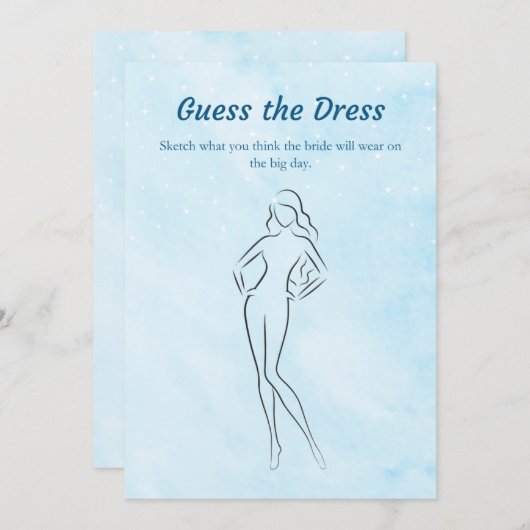 On Cloud 9推測ドレスブライダルシャワーゲームカード 招待状 (正面/裏面)