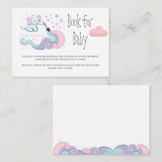 On Cloud 9象の赤ちゃんシャワーベビー エンクロージャーカード (正面/裏面)