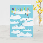 On Cloud 9 Cute Balloonsおもしろいのシンプル誕生日 カード (黄色い花)