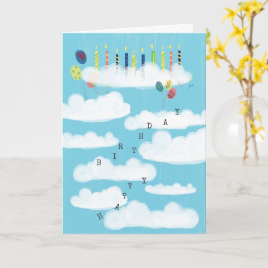 On Cloud 9 Cute Balloonsおもしろいのシンプル誕生日 カード (黄色い花)