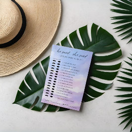 On Cloud 9 Guess誰がブライダルシャワーゲームカード 招待状