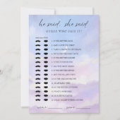 On Cloud 9 Guess誰がブライダルシャワーゲームカード 招待状 (正面)