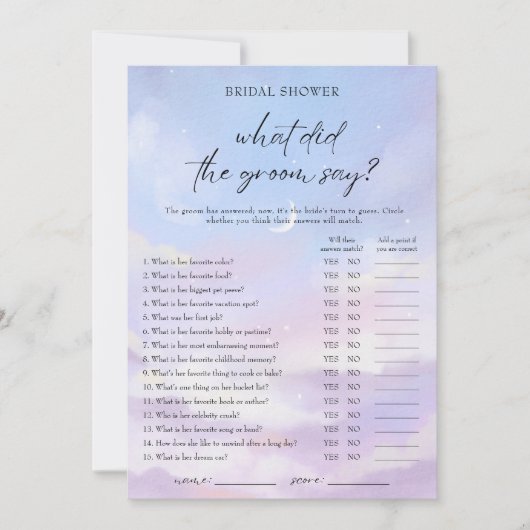 On Cloud 9 Thid the Groom Say Game Card 招待状 (正面)