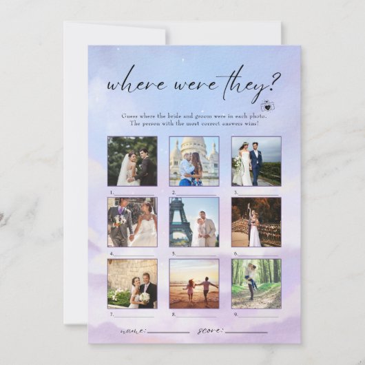 On Cloud 9 Where Was Photo Game 招待状 (正面)