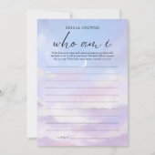 On Cloud 9 Who Am Iブライダルシャワーゲームカード 招待状 (正面)