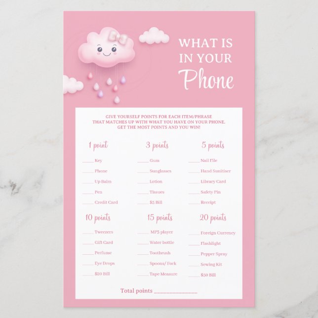On Cloud Nineピンクガールあなたの電話ゲームの中に何がある (正面)