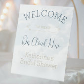 On Cloud Nineモダンエレガントブライダルシャワー 台座サイン