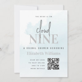 On Cloud NineモダンブライダルシャワーQRコードRsvp 招待状